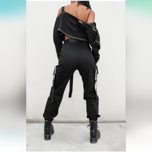 JEAAMKSSER Women's High-Waisted Baggy Y2K Cargo Pants L - Picture 4 of 7